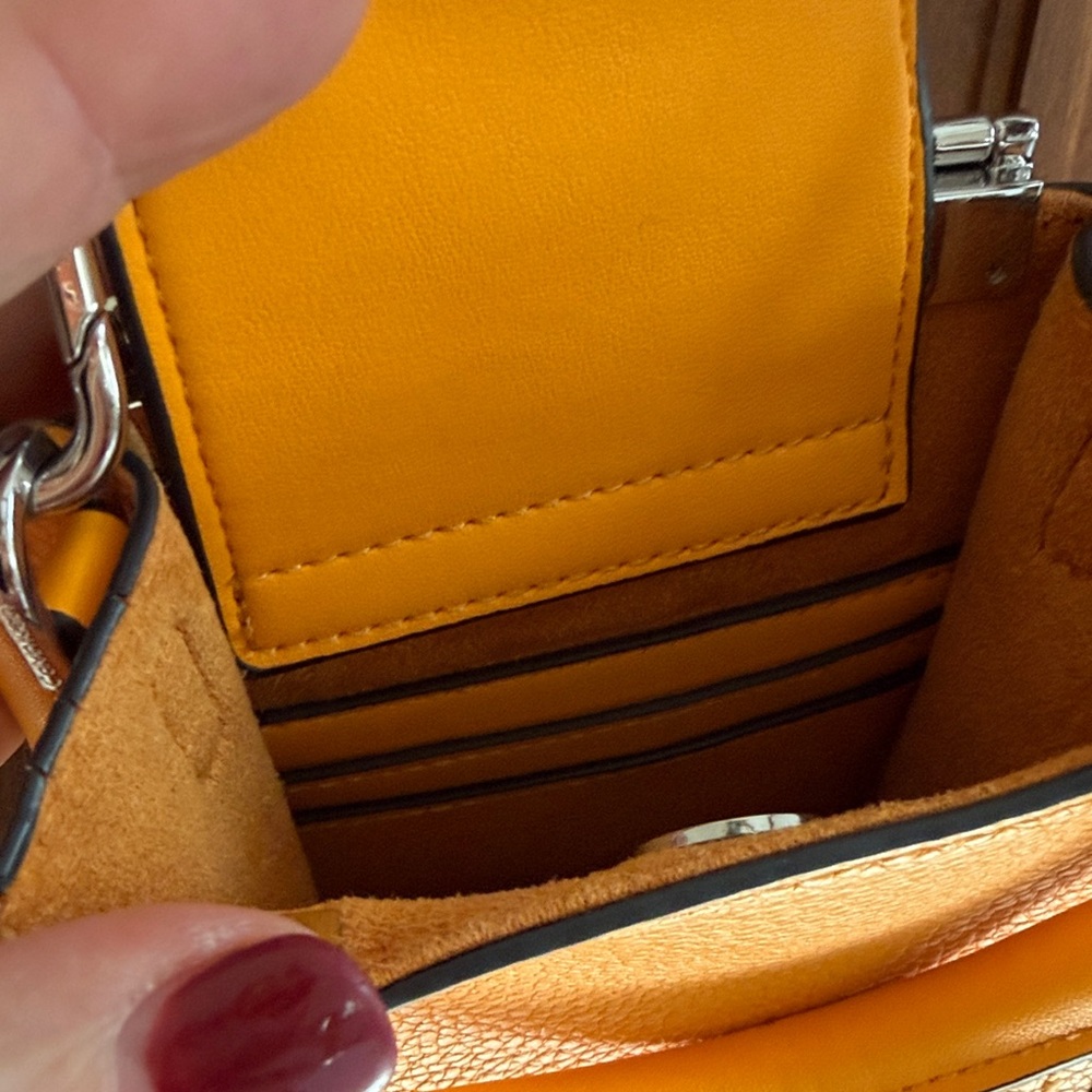 Calvin Klein Bright Yellow Pebbled Crossbody Mini Bag - Picture 2 of 3